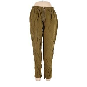 Son de Flor Pants Trousers Slacks Olive Green High Waist Rise Linen Cottagecore